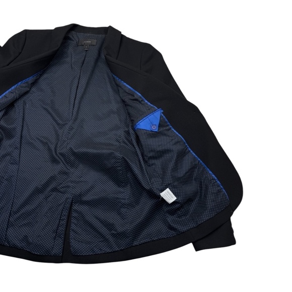 J.CREW Parke Blazer G7726 One Button Jacket Shawl Collar Dot Lined Black Size 4 - Picture 9 of 13